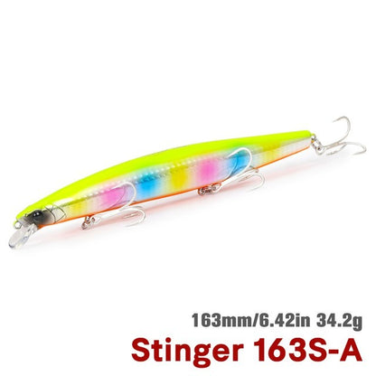 TSURIKNOYA STINGER 163S Isca Artificial Minnow de Fundo para Água Salgada com Lançamento Ultra Longo 163mm 34.2g Iscas Rígidas para Robalo