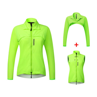 WOSAWE Women Windproof Waterproof Reflective Cycling Jacket MTB Bicycle Long Sleeve Windbreaker Sleeveless Vest Bike Coat