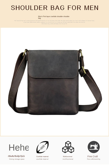 New Men's Cow Leather Crossbody Bag Man Shoulder Bag Casual Male Small Simple Bag For Men