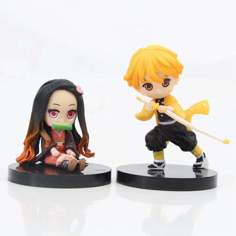 Conjunto 12 Peças Kimetsu No Yaiba Mini Bonecos PVC Q Posket Figura Demon Slayer Decoração de Mesa