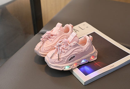Baby Shoes2025 Spring Autumn New Boys and Girls Light Up Clunky Sneaker Small and Medium-sized Children's Soft Soled Baby Shoes
