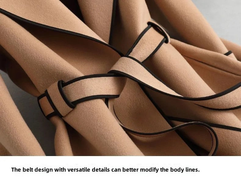 Double-Sided Woolen Coat Winter New Style Korean Version Cashmere Women's Mid-Length Fashionable Woolen Jacket Outerwear