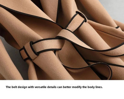 Double-Sided Woolen Coat Winter New Style Korean Version Cashmere Women's Mid-Length Fashionable Woolen Jacket Outerwear