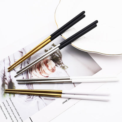 18Pcs Black Gold Dinnerware Dinner Spoons Chopsticks Cutlery Set Stainless Steel Tableware Sets Kitchen Home Silverware Set