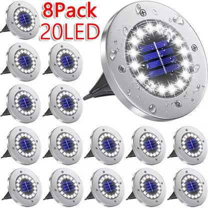 1/4/8Pack Solar Lights Outdoor 8/20LEDs Disk Underground Lamp Spotlight Buried Solar Light for Home Garden Lawn Yard Decoration