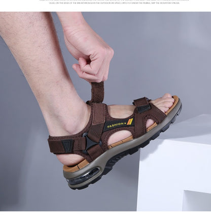 Fashion Men's Sandals Summer Soft Beach Flip Flop Comfortable Genuine Leather Sandals Outdoor Men Roman Sandals Size 46