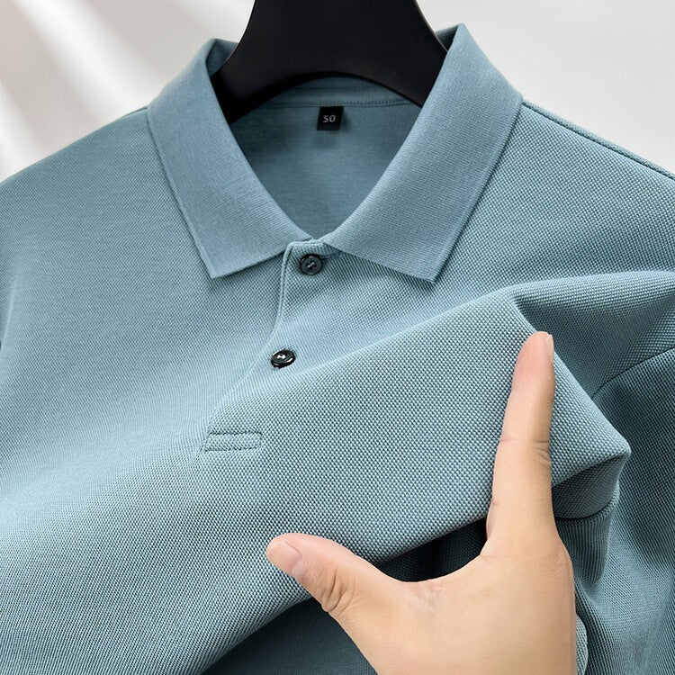 Durable 100% Cotton Men Polo Shirt,Autumn Leisure Long Sleeve, Breathable Lapels T-shirt, 16 Colors, Perfect for Golf and Sports