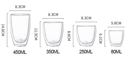 Copo de Vidro de Parede Dupla Resistente ao Calor 80-650ml Copos Transparentes para Cerveja Leite Café Água Atacado Conjunto de Canecas de Vidro para Beber Presente