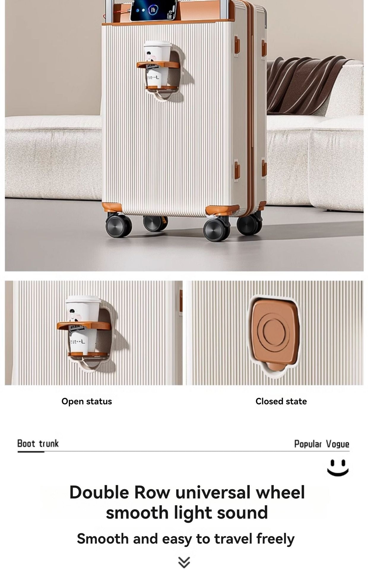 2025 New Wide-Rod Shockproof Braking Large Capacity Travel Suitcase 20" Checked Luggage Locking Bag