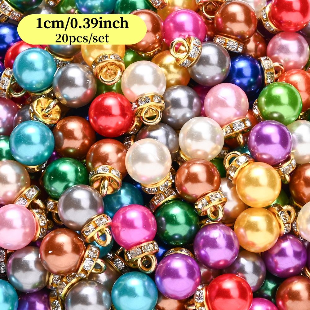 20pcs/set Shiny CCB Christmas Beads Pendant Classic Golden Rhinestone Spacer Beads For Earrings  Making Fashion Accessories