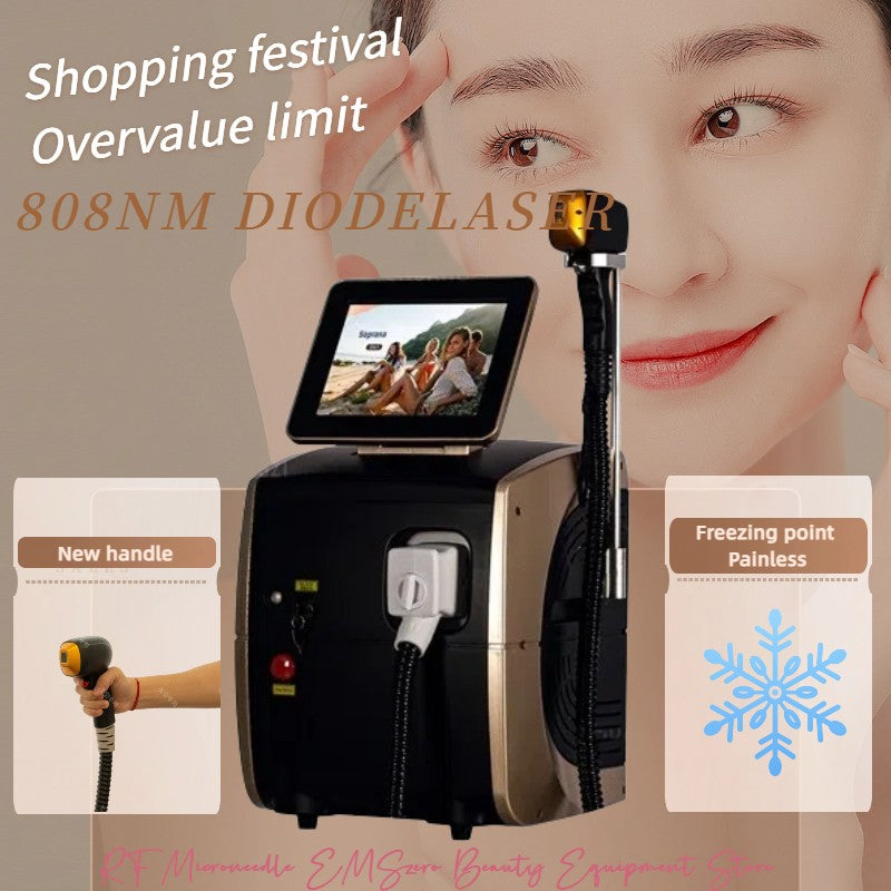 808nm Alexandrite Professional Soprano Diode Ice Titanium Laser Body Hair Removal Machine 4 Wave Device Permanent Woman 4000W