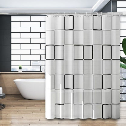 1/2Pcs PEVA Shower Curtain,Waterproof Shower Curtain for Home Bathroom,Modern Geometric Plaid Curtain for Decoration Accessories