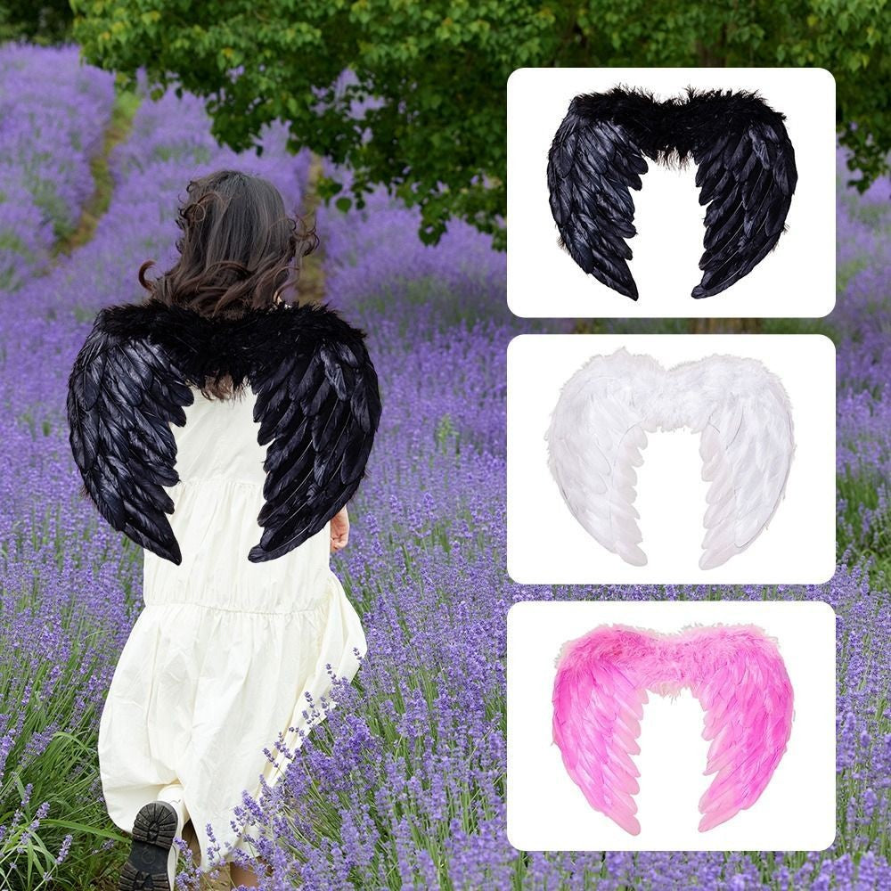 Children Adult Angel Devil White Black Feather Wings Fallen Angel Cosplay Little Wings Halloween Carnival Birthday Party Costume