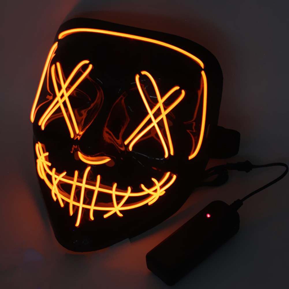 Wireless Scary Glowing Mask LED Luminous Purge Mask Halloween Horror Neon Light Up Cosplay Party Mask Fstival Costume Supplies