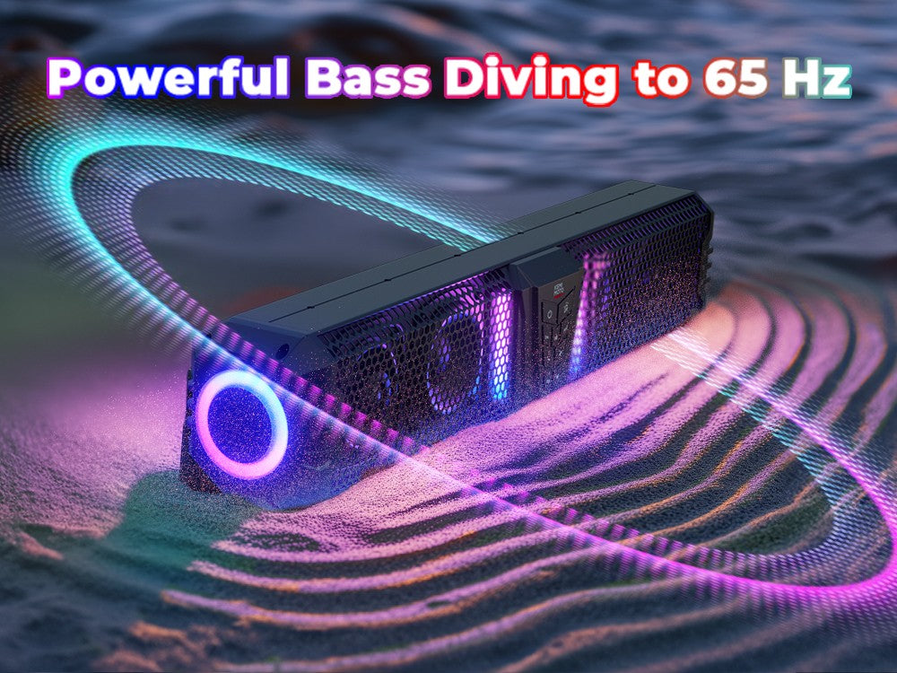 KEMiMOTO Midnight 80 Sound Bar IP66 Waterproof with RGB APP Remote Control Soundbar For Golf Cart UTV ATV fits 1"-2" Roll Bars