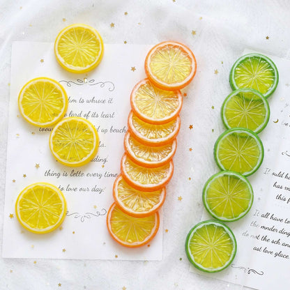 9 Pcs Mixed Color Artificial Lemon Slices, Vibrant Fake Citrus Cutouts, Party Table Scatter, Photo Booth Backdrop Accents, Summe