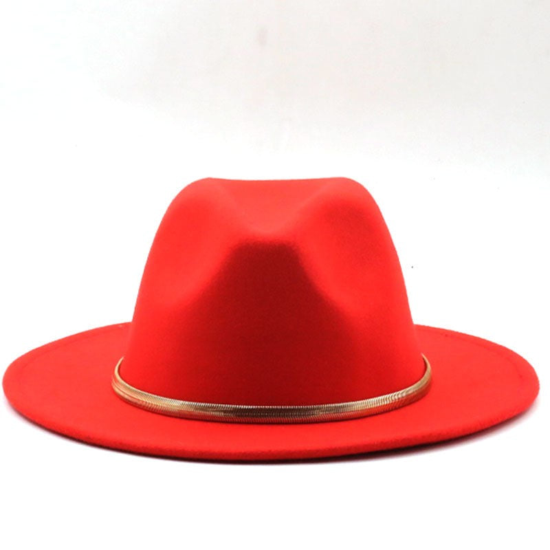 Black/green Wide Brim Simple Church Derby Top Hat Panama Solid Felt Fedoras Hat for Men Women artificial wool Blend Jazz Cap