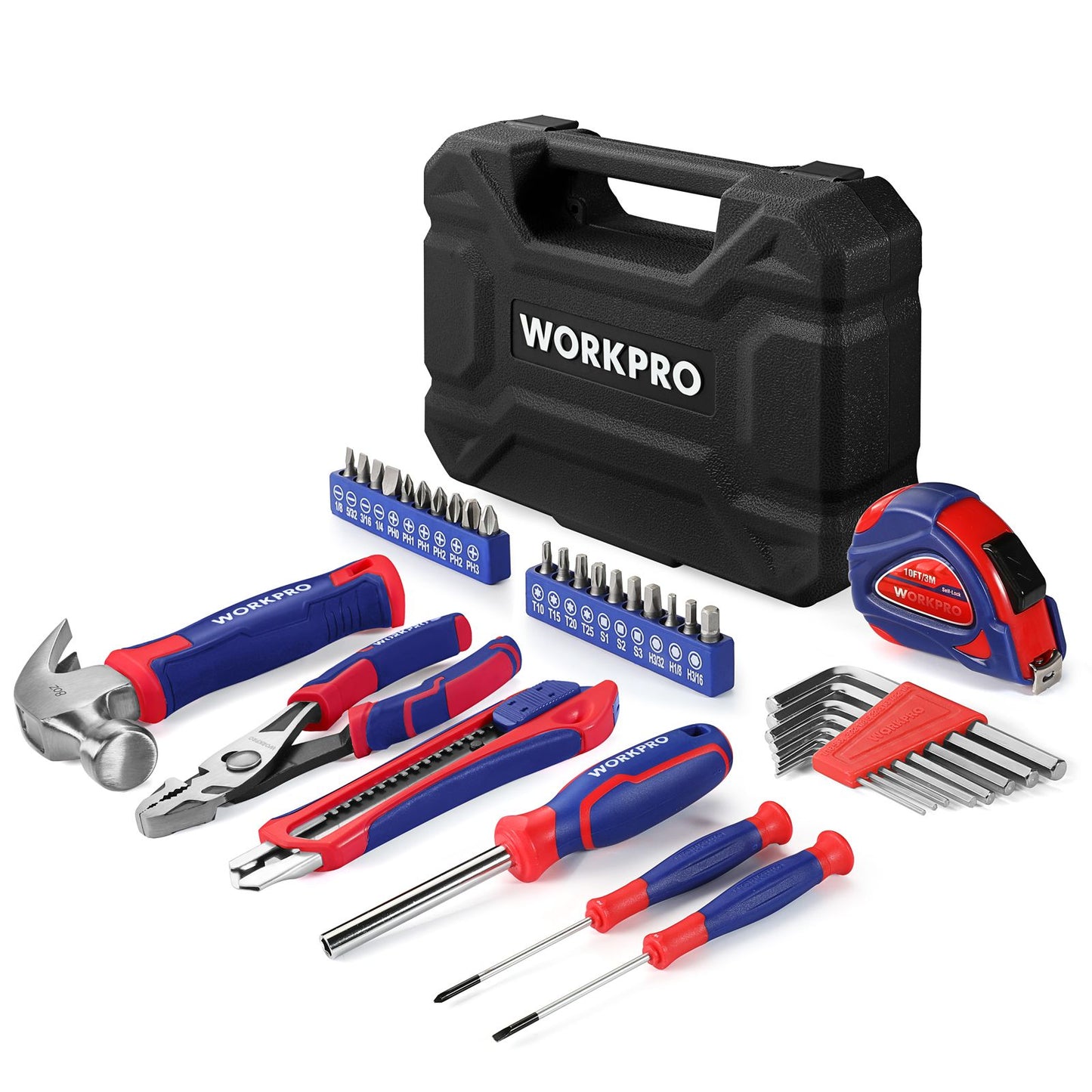 WORKPRO Conjunto de Ferramentas com 35 Peças, Kit de Ferramentas Domésticas Geral com Caixa de Armazenamento, Conjunto Básico de Ferramentas para Casa, Garagem, Apartamento, Dormitório