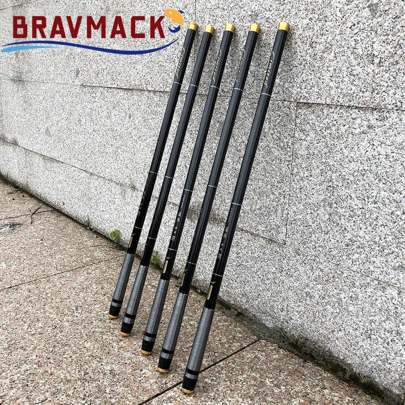 1 vara de pesca telescópica de fibra de carbono super leve e resistente 3,6M/4,5M/5,4M/6,3M/7,2M para pesca de riacho