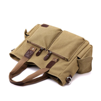 Canvas retro crossbody bag, handbag commuting bag, shoulder bag, work bag, large capacity handbag