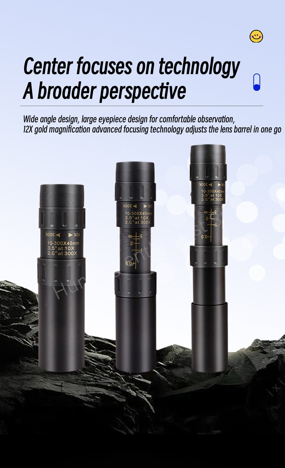 Telescópio monocular profissional com função de zoom 10-300X de alta definição e poderoso controle remoto binocular com prisma BAK4