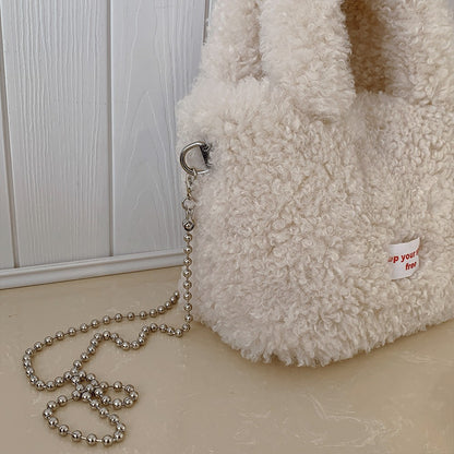 Shake Fleece Plush Bag, Women's New Stylish Single Shoulder Crossbody Bag, Plush Hand-Held Plush Bucket Bag