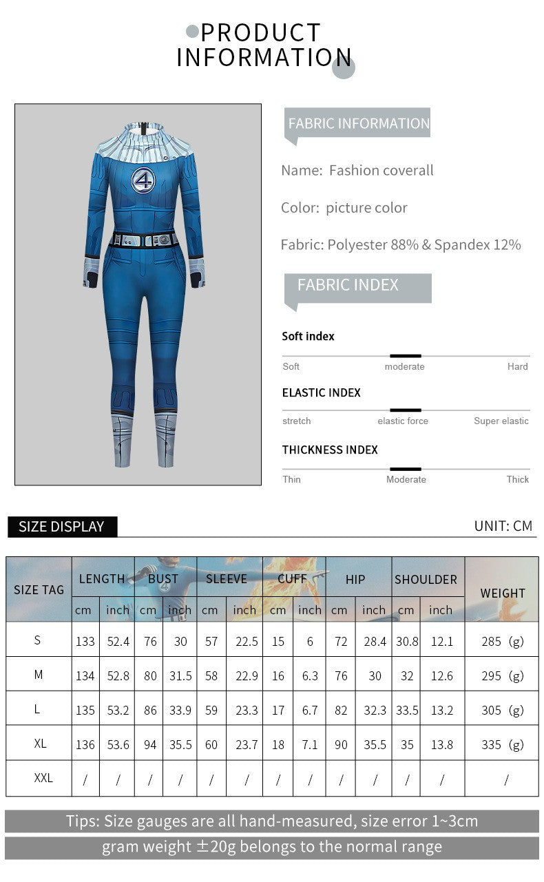 Adult Cosplay Fantastic Four Costume Halloween Party Jumpsuit for Men Women Superhero Zentai Bodysuit Rave Festival Catsuit