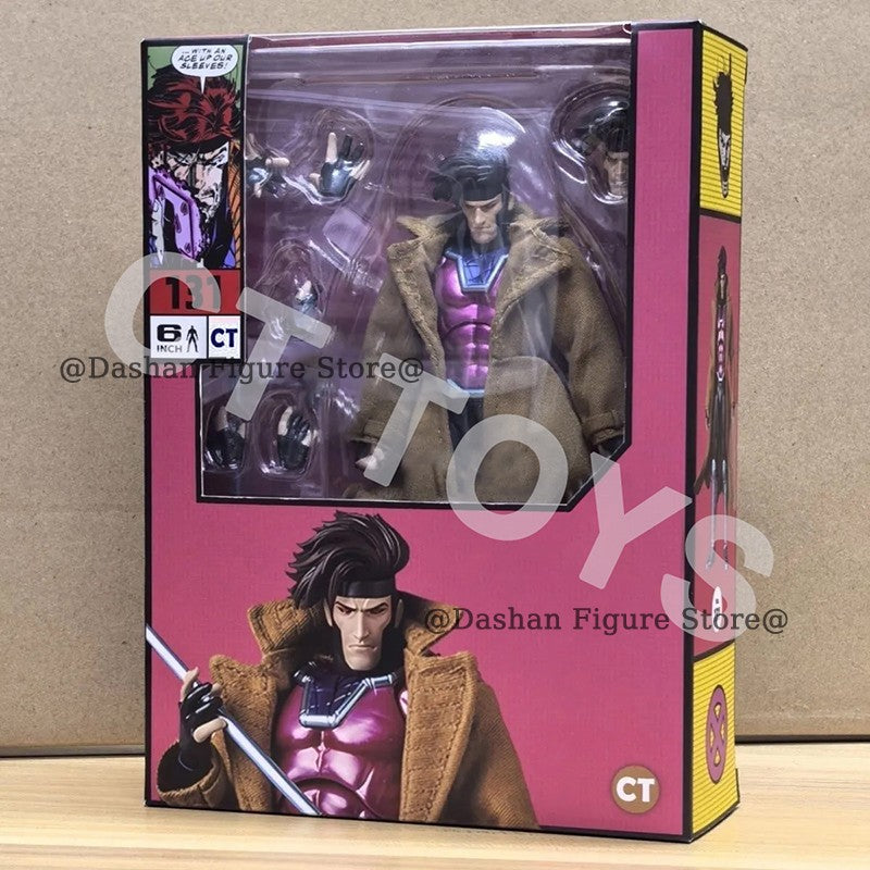CT Toys X-Men Gambit Boneco de Ação 17cm PVC Colecionável Articulado Versão COMIC. Mafex 131 X-Men Remy Etienne LeBeau Figura de Ação Modelo Brinquedo