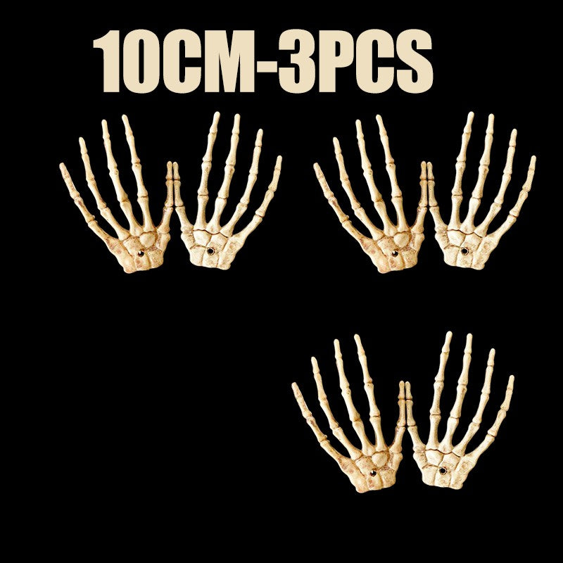 1 Pair Of Halloween Skeleton Hands Haunted House Bar Party Plastic Horror Props Dummy Hands Bones Halloween Scene Decor Supplies