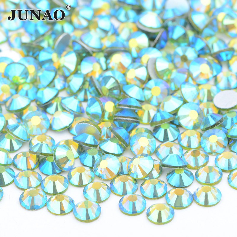 JUNAO Wholesale SS6 SS10 SS12 SS16 SS20 SS30 Flatback Glass Rhinestones Clear Cr