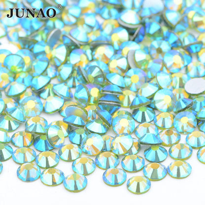 JUNAO Wholesale SS6 SS10 SS12 SS16 SS20 SS30 Flatback Glass Rhinestones Clear Cr
