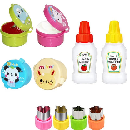 Mini Garfos de Fruta para Crianças Animais Fofos Palitos para Lanches com Cortador de Vegetais Conjunto de Divisórias de Silicone para Lancheira