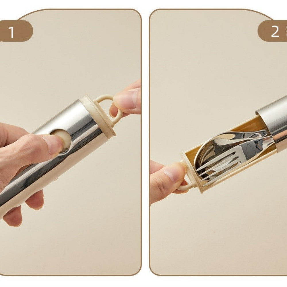 Portable Travel Utensils with Case, Reusable Camping Silverware for Lunch, Stainless Steel Fork Spoon Chopsticks Cutlery Set
