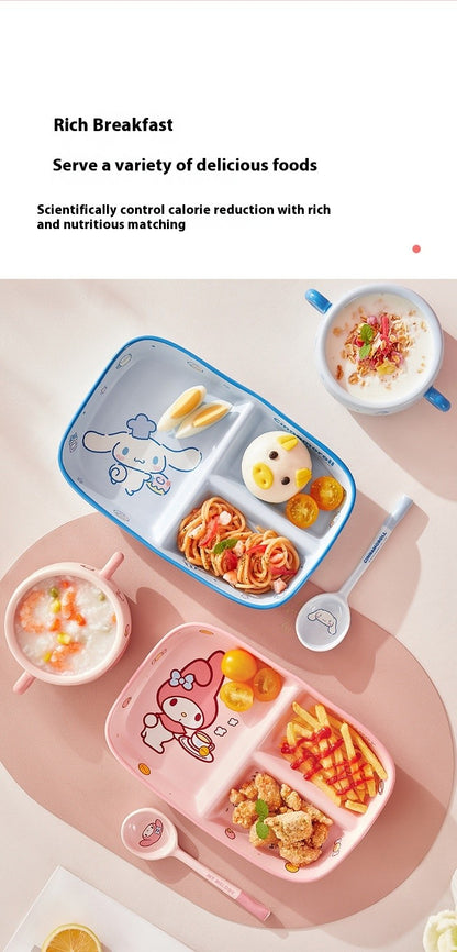 Children'S Breakfast Ceramic Dinnerware Set With Dividers Aesthetic Meal Plate And Bowl For Home Kitchen Dining Bar