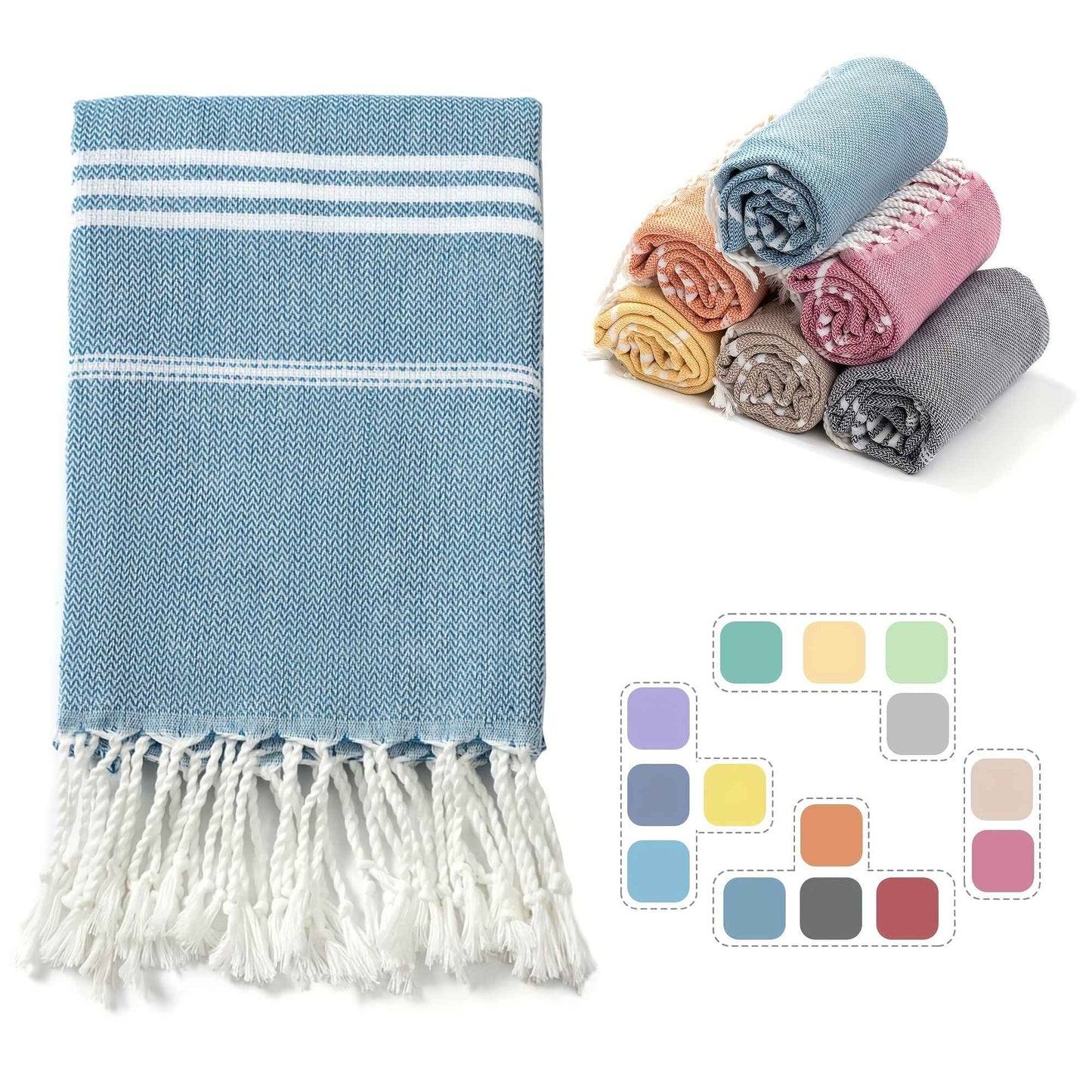 Turkish Beach Towel 90*180CM Sauna Spa Gym sports Fitness Fringed Bath Towel kitchen Soft Absorbent Quick drying towels