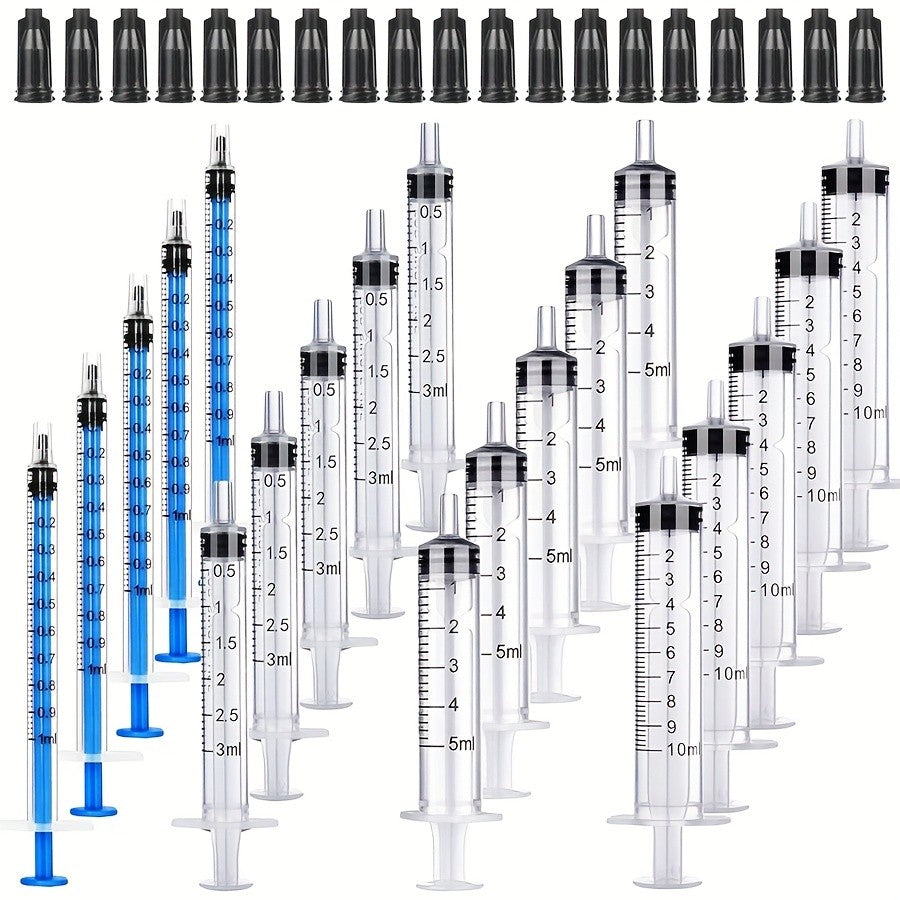 20 Unidades de Seringas de 1ml/3ml/5ml/10ml com Tampa para Cola, Dispensa e Medição de Líquidos, Alimentação de Animais de Estimação, Recarga de Cartuchos, Etc.