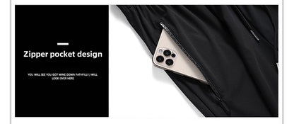 Men's solid color pants summer ice silk elastic quick drying loose sports pants suitable for casual and business wear M-8XL