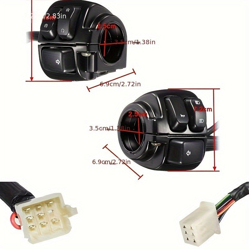 Motorcycle Handlebar Control Switch Housings 1", with Wiring Harness for Harley Dyna Sportster 883 1200 XL V-Rod 1996-2012