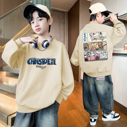 Autumn Baby Boy Clothes Street Graffiti Print Casual Sports Sweatshirts Long Sleeve Children Top Korean Children's Clothes 2025