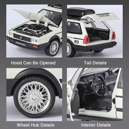 1:32 SANTANA Carros de Brinquedo em Miniatura de Liga Leve com Som, Luz e Portas que Abrem, Puxar para Trás, Veículos de Decoração para Presentes Infantis