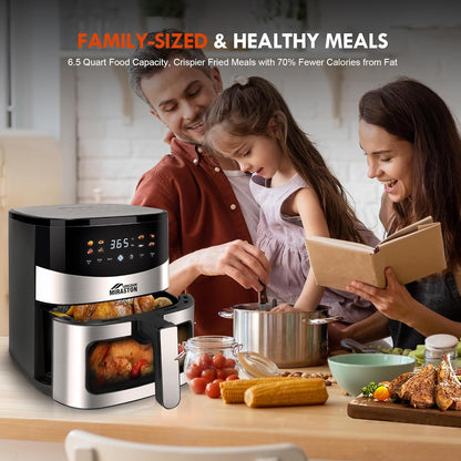 Fritadeira de Ar de 6,5QT com Visor, Fritadeiras de Ar Inteligentes Digitais, 8 Receitas Predefinidas para Refeições Rápidas e Fáceis, Lanches, Sobremesas, Pratos Principais,