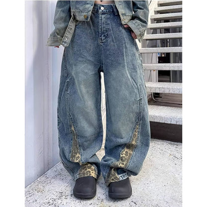 2025 Vintage Women Burgundy Jeans High Waist Y2K Designed American Style Streetwear Denim Pants Casual Female 90S Trousers