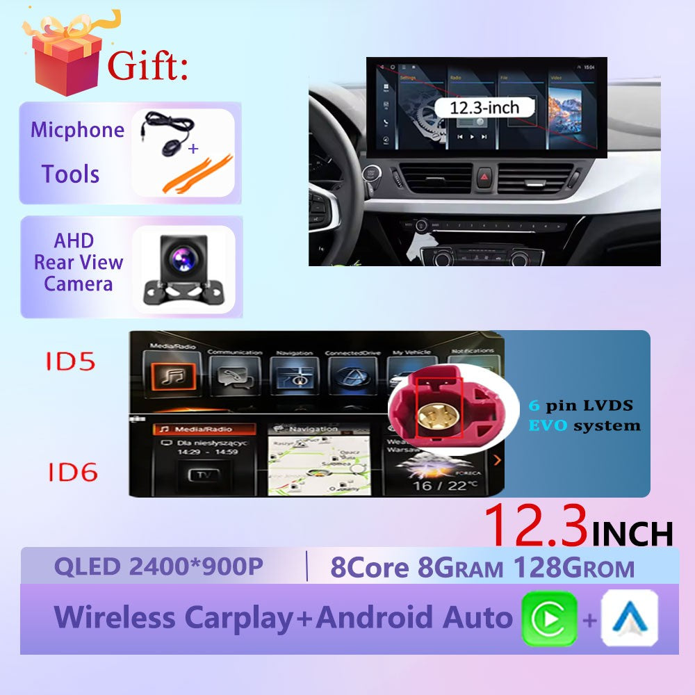 Estéreo Touchscreen Wireless CarPlay Android 15 Para BMW Série 1 F20 F21 F22 F23 2016 - 2023 Sistema NBT/EVO WiFi GPS 4G F6NAVI