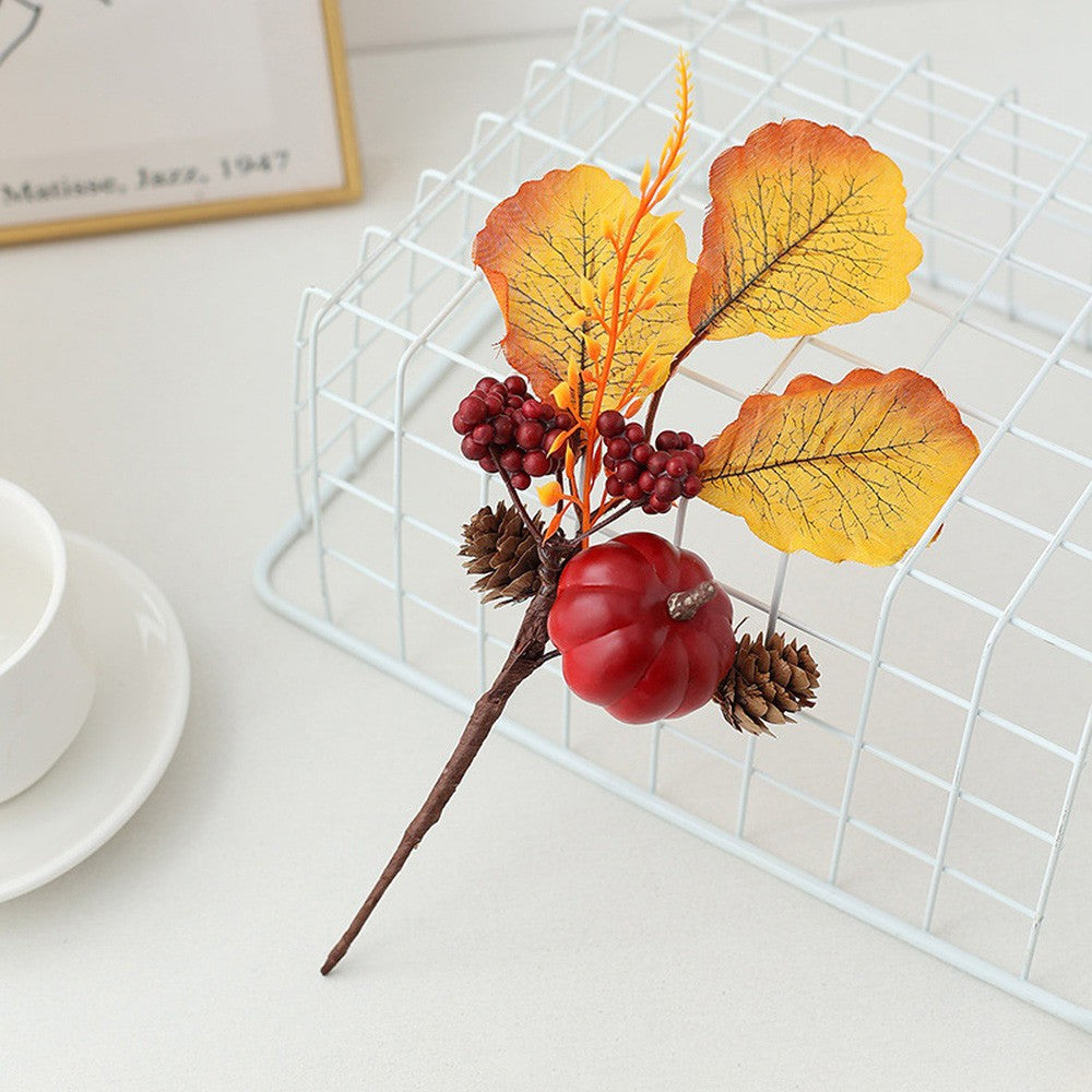 1PC Halloween Grimace Pumpkin Black Maple Horror Artificial Pumpkin Bouquet Autumn Home Ornaments Halloween Party Decorations