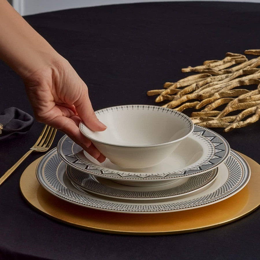 Aparelho de Jantar Globe de 24 Peças para 6 Pessoas, Conjunto de Louça de Cozinha para Salada, Sopa, Massa, Macarrão e Mais, Louça de Porcelana Moderna e Chique
