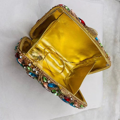 15 Colors Women Rhinestones Evening Bags Metal Diamond Mianudiere Handbag Bridal Clutches Wedding Party Stone Clutch Purse Bags