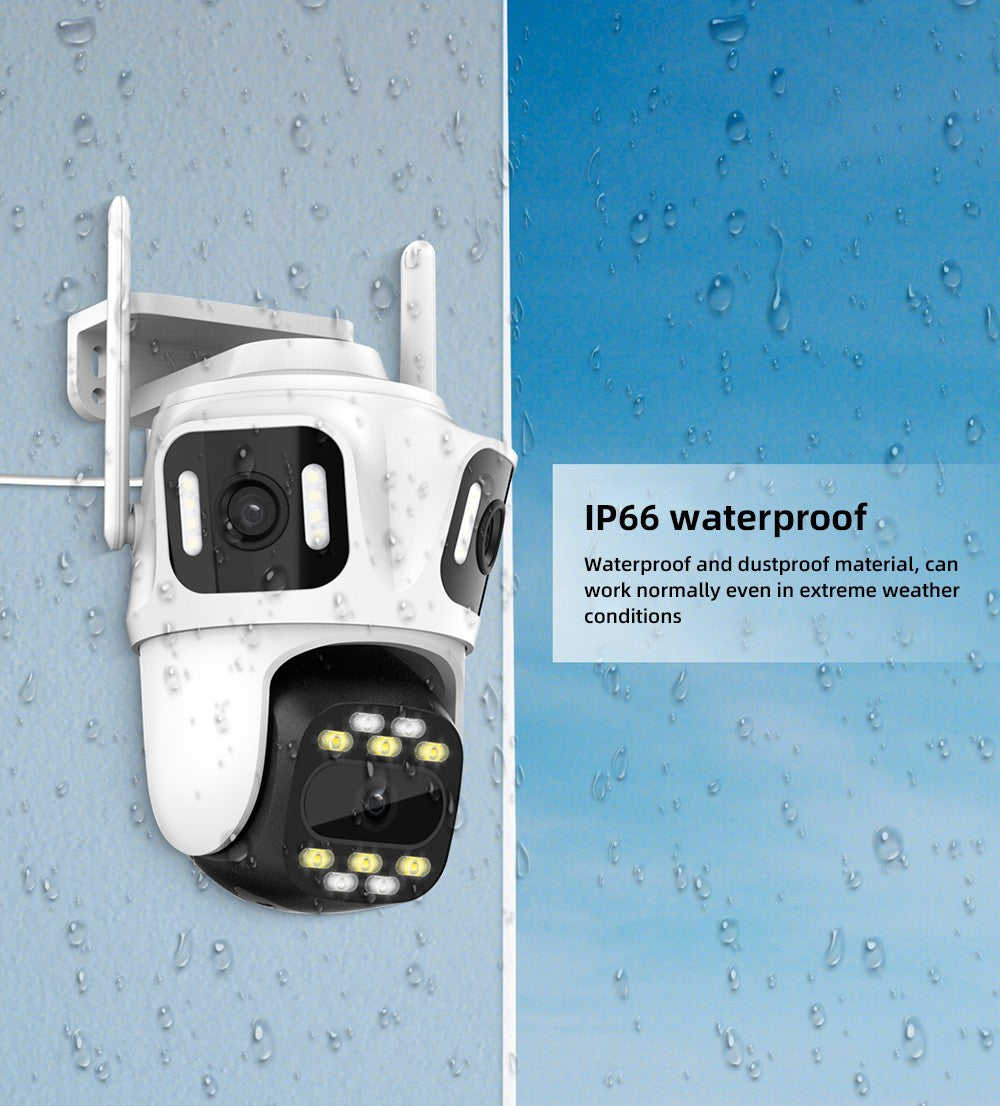 KERUI Icsee Outdoor PTZ 6K WIFI IP Camera Home Security Triple Lens Camera CCTV Video Surveillance With Triple Screens