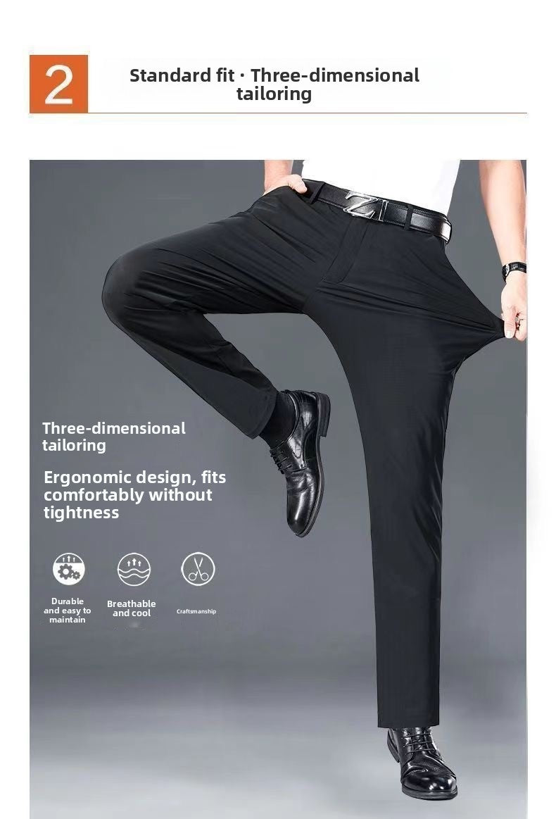Casual Straight Leg Men's Pants Slim Fit Light Weight Tailored Westwear Summer Thin Blue Color Drapey Nine-Piece Suit Pants