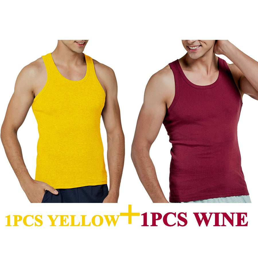 Tank Tops Men New 100% Cotton Solid Vest Mens Slim Casual Breathable Sleeveless