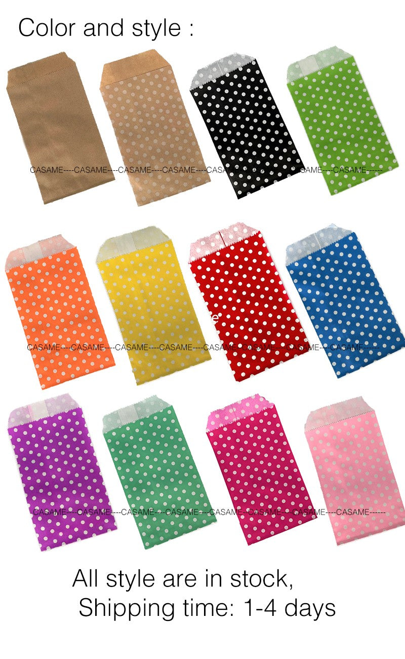 10/25/50 Pcs Small Sack Pouch Mini Dot Kraft Paper Bags Wedding Party Invitation Greeting Cards Paper Gift Bag Birthday